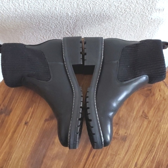 Kensie- Black Boots Slip On Knit upper leather lug Neutral comfort NEW! Sz.7 - Picture 7 of 12